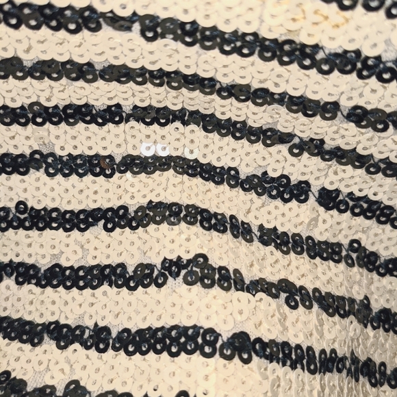 J. Crew XS cream & black striped sequin blouse - Picture 3 of 4